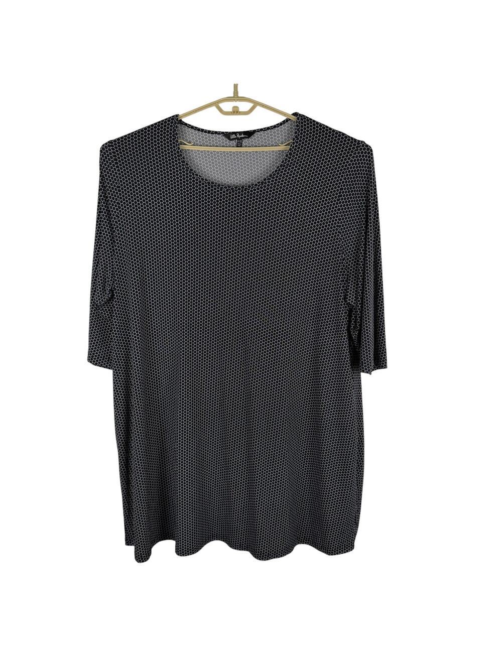 Ulla Popken Black White Tunic Top Mini Dress Women's 28/30 Stretchy Jersey Knit